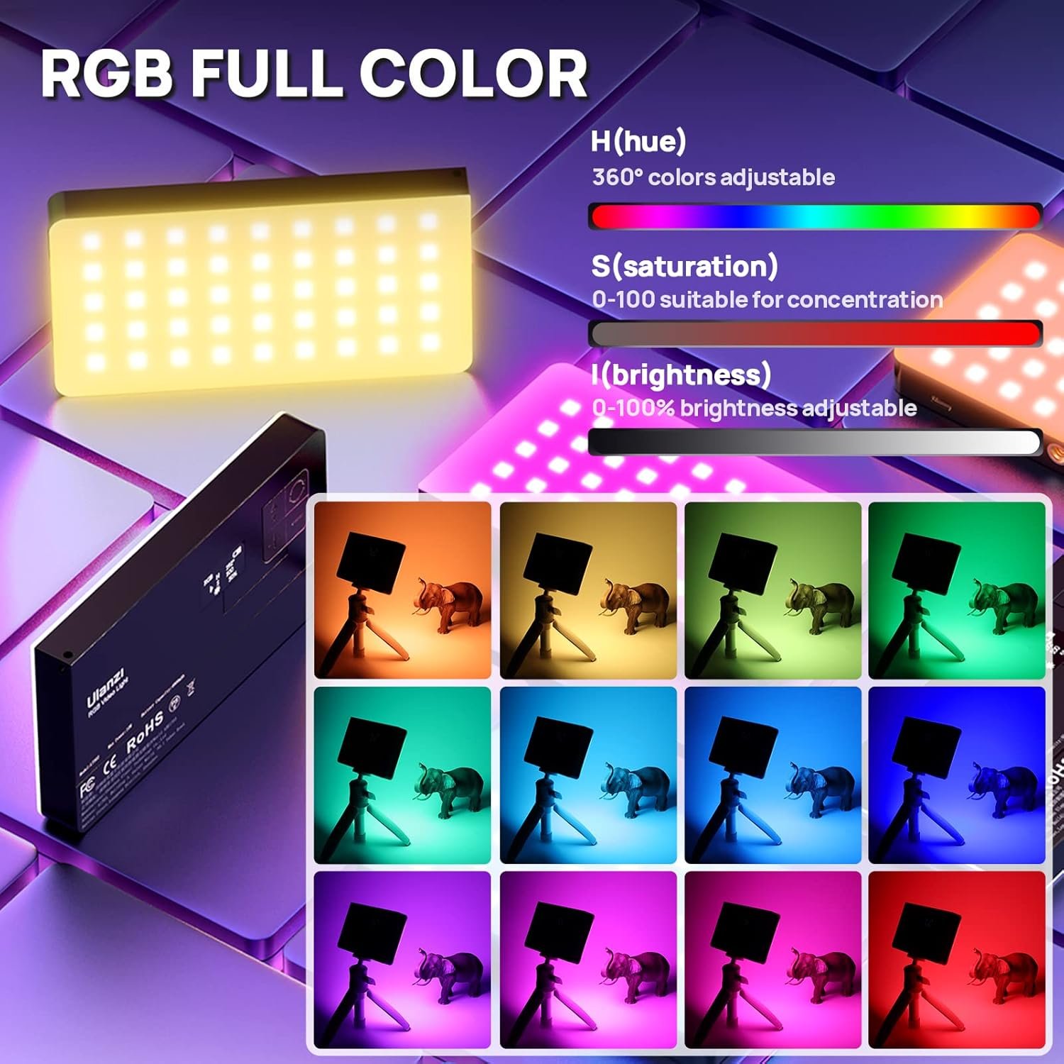 RGB Video Light, Portable RGB Camera Light with 4000mAh Battery - Image 2
