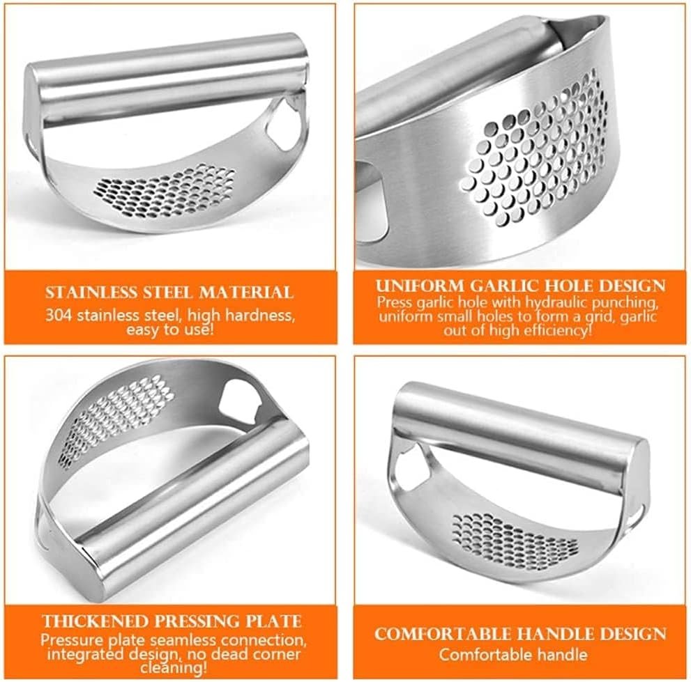 304 Stainless Steel Garlic Mincer Crusher Professional Kitchen Gadgets Two in One Garlic Chopper with Ergonomic Handle - Image 4