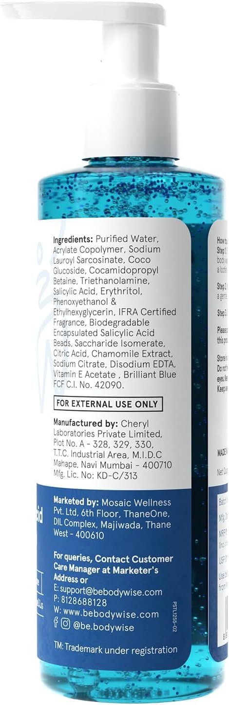 Be Bodywise 1% Salicylic Acid Exfoliating Body Wash Shower Gel 250ml - Image 7
